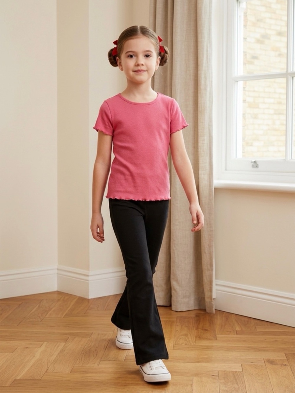 Girls Short Sleeve Ribbed Tee & Pants